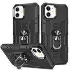 Ring Holder Armor Hybrid Phone Case, For iPhone 11, For iPhone 11 Pro, For iPhone 11 Pro Max, For iPhone 13 Pro For iPhone 11 Black
