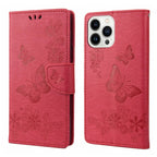Butterfly Embossed Horizontal Flip Leather Phone Case, For iPhone 14 Pro Max For iPhone 14 Pro Max Red