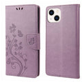 Butterfly Flower Pattern Flip Leather Phone Case – Lanyard, Card Slot, Flip, For iPhone 14, For iPhone 14 Plus, For iPhone 14 Pro For iPhone 14 Light Purple