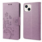 Butterfly Flower Pattern Flip Leather Phone Case – Lanyard, Card Slot, Flip, For iPhone 14, For iPhone 14 Plus, For iPhone 14 Pro For iPhone 14 Light Purple