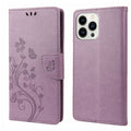 Butterfly Flower Pattern Flip Leather Phone Case, For iPhone 14 Pro Max For iPhone 14 Pro Max Light Purple