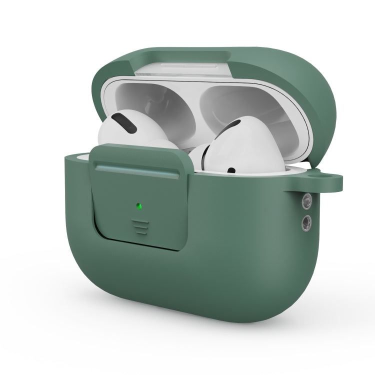 Earphone Silicone PC Protective Case with Switch Button and Buckle, For AirPods Pro 2 For AirPods Pro 2 Green