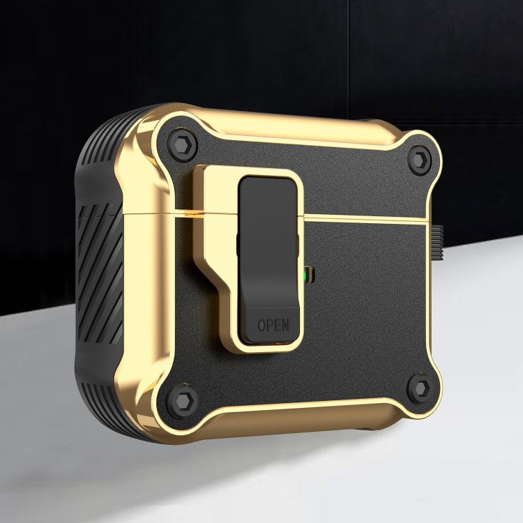Wireless Earphone Eagle Electroplating Protective Case with Hook – Magnetic, TPU, Electroplating, For AirPods 1 / 2, For AirPods 3 For AirPods 3 Black