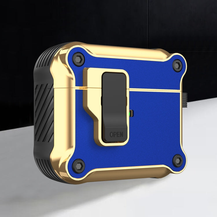 Wireless Earphone Eagle Electroplating Protective Case with Hook – Magnetic, TPU, Electroplating, For AirPods 1 / 2, For AirPods 3 For AirPods 3 Blue