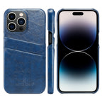 Fierre Shann Retro Oil Wax Texture PU Leather Case with Card Slots, For iPhone 14, For iPhone 14 Plus, For iPhone 14 Pro, For iPhone 14 Pro Max