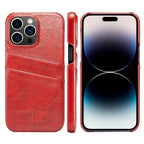 Fierre Shann Retro Oil Wax Texture PU Leather Case with Card Slots, For iPhone 14, For iPhone 14 Plus, For iPhone 14 Pro, For iPhone 14 Pro Max