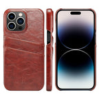 Fierre Shann Retro Oil Wax Texture PU Leather Case with Card Slots, For iPhone 14, For iPhone 14 Plus, For iPhone 14 Pro, For iPhone 14 Pro Max