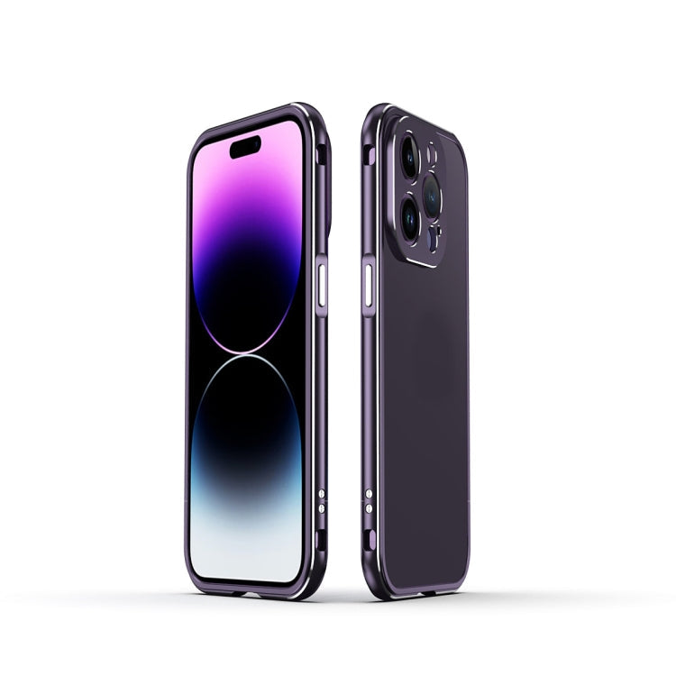 Aurora Series Lens Protector + Metal Frame Phone Case – Durable Build, Easy to Use, For iPhone 14 Pro, For iPhone 14 Pro Max For iPhone 14 Pro Purple Silver