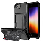 ZM02 Card Slot Holder Phone Case, For iPhone SE 2022 / SE 2020 / 8 / 7, For iPhone 8 Plus / 7 Plus, For iPhone XS / X, For iPhone XR, For iPhone XS Max, For iPhone 11, For iPhone 11 Pro, For iPhone 11 Pro Max For iPhone SE 2022 SE 2020 8 7 Black