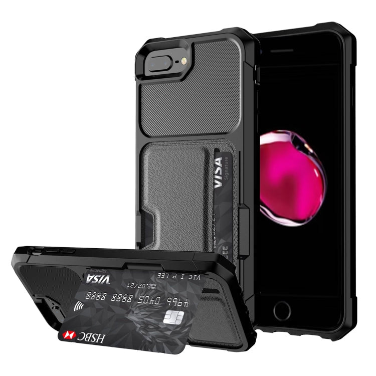 ZM02 Card Slot Holder Phone Case – Card Slot, For iPhone SE 2022 / SE 2020 / 8 / 7, For iPhone 8 Plus / 7 Plus, For iPhone XS / X, For iPhone XR, For iPhone XS Max, For iPhone 11, For iPhone 11 Pro, For iPhone 11 Pro Max For iPhone 8 Plus 7 Plus Black