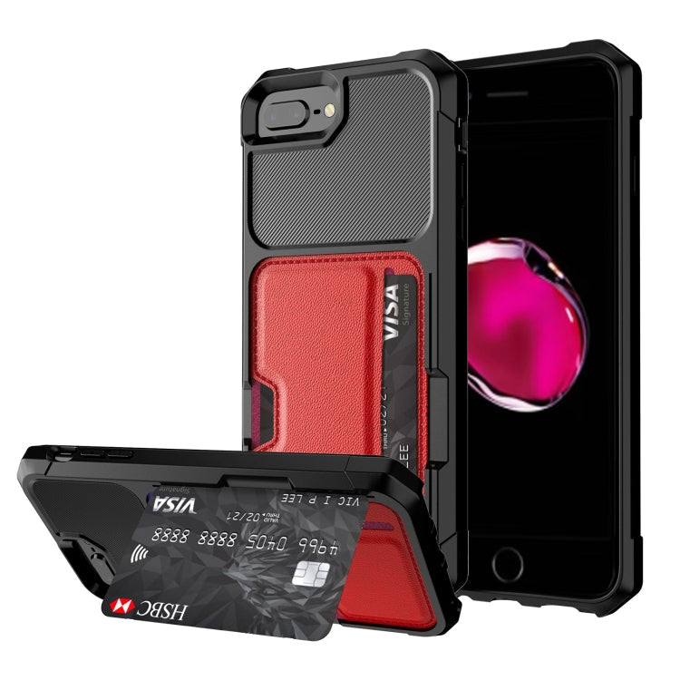 ZM02 Card Slot Holder Phone Case – Card Slot, For iPhone SE 2022 / SE 2020 / 8 / 7, For iPhone 8 Plus / 7 Plus, For iPhone XS / X, For iPhone XR, For iPhone XS Max, For iPhone 11, For iPhone 11 Pro, For iPhone 11 Pro Max For iPhone 8 Plus 7 Plus Red