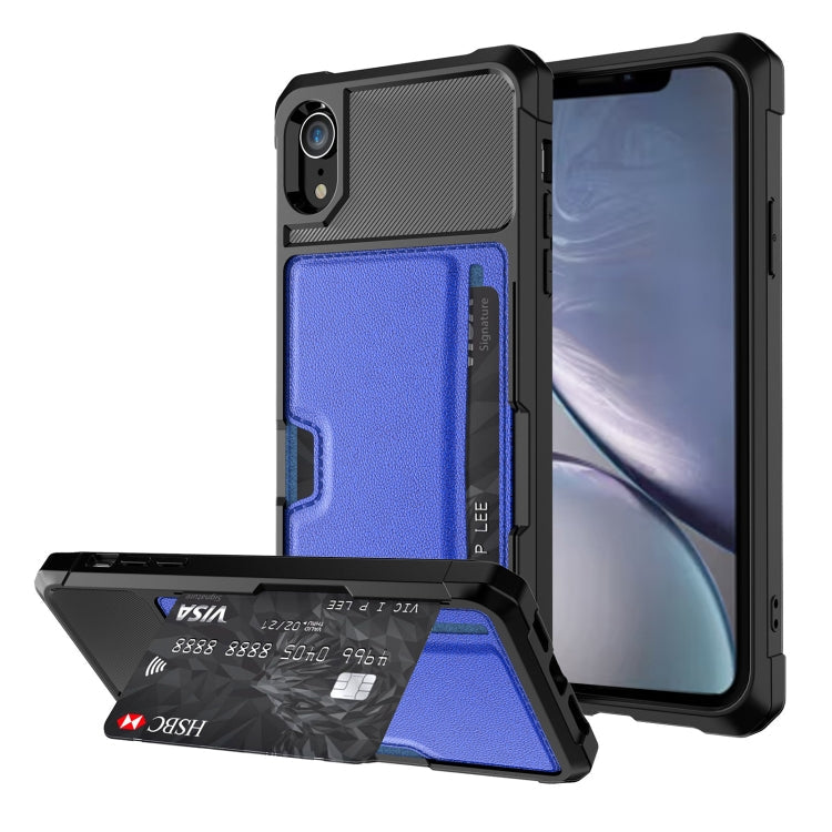 ZM02 Card Slot Holder Phone Case – Card Slot, For iPhone SE 2022 / SE 2020 / 8 / 7, For iPhone 8 Plus / 7 Plus, For iPhone XS / X, For iPhone XR, For iPhone XS Max, For iPhone 11, For iPhone 11 Pro, For iPhone 11 Pro Max For iPhone XR Blue