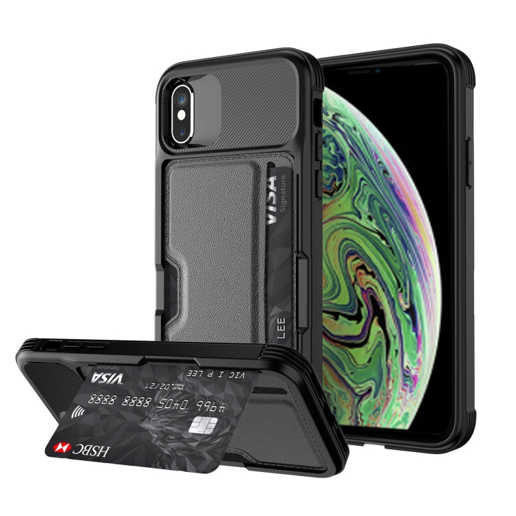 ZM02 Card Slot Holder Phone Case – Card Slot, For iPhone SE 2022 / SE 2020 / 8 / 7, For iPhone 8 Plus / 7 Plus, For iPhone XS / X, For iPhone XR, For iPhone XS Max, For iPhone 11, For iPhone 11 Pro, For iPhone 11 Pro Max For iPhone XS Max Black