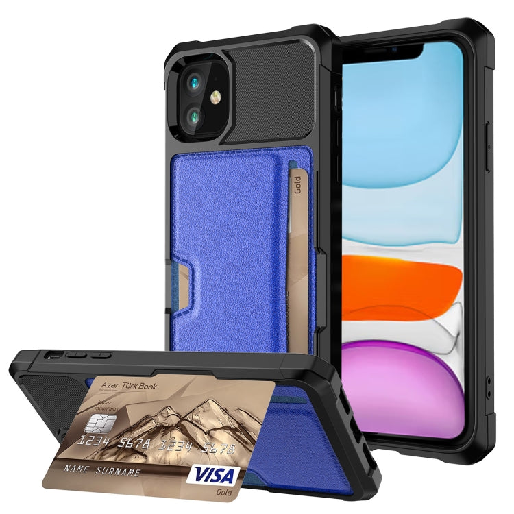 ZM02 Card Slot Holder Phone Case – Card Slot, For iPhone SE 2022 / SE 2020 / 8 / 7, For iPhone 8 Plus / 7 Plus, For iPhone XS / X, For iPhone XR, For iPhone XS Max, For iPhone 11, For iPhone 11 Pro, For iPhone 11 Pro Max For iPhone 11 Blue