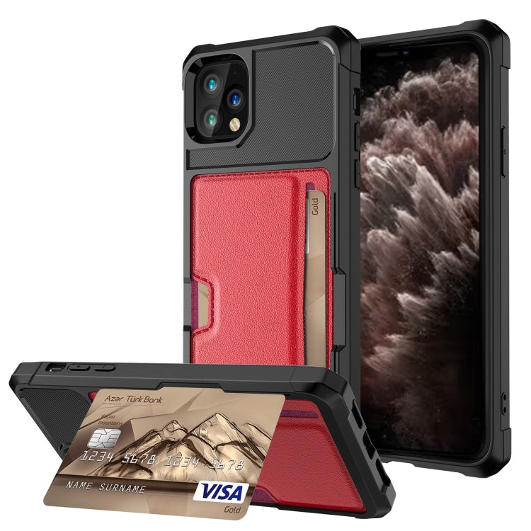 ZM02 Card Slot Holder Phone Case – Card Slot, For iPhone SE 2022 / SE 2020 / 8 / 7, For iPhone 8 Plus / 7 Plus, For iPhone XS / X, For iPhone XR, For iPhone XS Max, For iPhone 11, For iPhone 11 Pro, For iPhone 11 Pro Max For iPhone 11 Pro Red