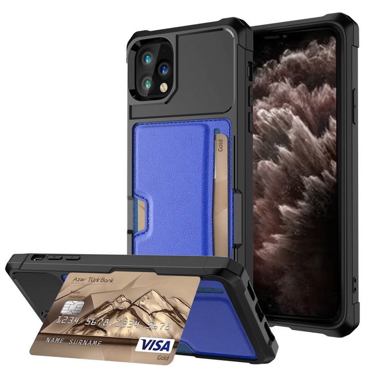 ZM02 Card Slot Holder Phone Case – Card Slot, For iPhone SE 2022 / SE 2020 / 8 / 7, For iPhone 8 Plus / 7 Plus, For iPhone XS / X, For iPhone XR, For iPhone XS Max, For iPhone 11, For iPhone 11 Pro, For iPhone 11 Pro Max For iPhone 11 Pro Blue