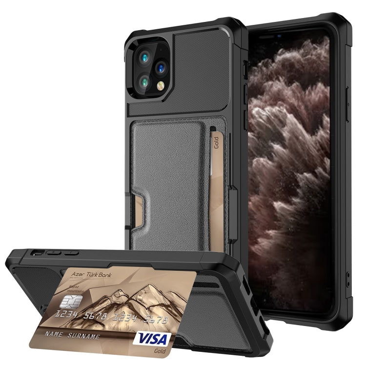 ZM02 Card Slot Holder Phone Case – Card Slot, For iPhone SE 2022 / SE 2020 / 8 / 7, For iPhone 8 Plus / 7 Plus, For iPhone XS / X, For iPhone XR, For iPhone XS Max, For iPhone 11, For iPhone 11 Pro, For iPhone 11 Pro Max For iPhone 11 Pro Max Black
