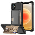 ZM02 Card Slot Holder Phone Case, For iPhone 12, For iPhone 12 mini, For iPhone 12 Pro, For iPhone 12 Pro Max, For iPhone 13, For iPhone 13 mini, For iPhone 13 Pro, For iPhone 13 Pro Max For iPhone 12 Black