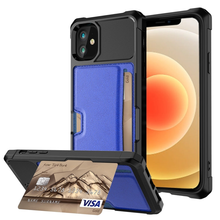 ZM02 Card Slot Holder Phone Case – Card Slot, For iPhone 12, For iPhone 12 mini, For iPhone 12 Pro, For iPhone 12 Pro Max, For iPhone 13, For iPhone 13 mini, For iPhone 13 Pro, For iPhone 13 Pro Max For iPhone 12 mini Blue