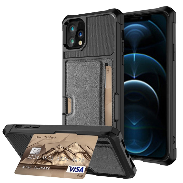 ZM02 Card Slot Holder Phone Case – Card Slot, For iPhone 12, For iPhone 12 mini, For iPhone 12 Pro, For iPhone 12 Pro Max, For iPhone 13, For iPhone 13 mini, For iPhone 13 Pro, For iPhone 13 Pro Max For iPhone 12 Pro Black