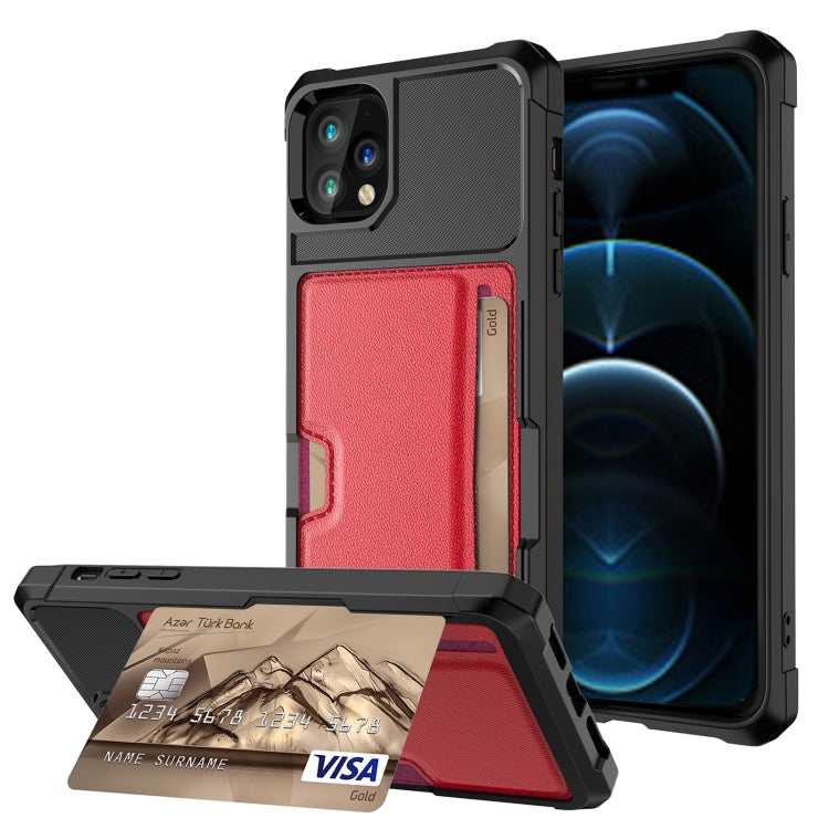ZM02 Card Slot Holder Phone Case – Card Slot, For iPhone 12, For iPhone 12 mini, For iPhone 12 Pro, For iPhone 12 Pro Max, For iPhone 13, For iPhone 13 mini, For iPhone 13 Pro, For iPhone 13 Pro Max For iPhone 12 Pro Red