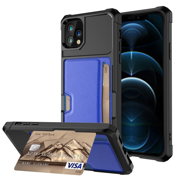 ZM02 Card Slot Holder Phone Case – Card Slot, For iPhone 12, For iPhone 12 mini, For iPhone 12 Pro, For iPhone 12 Pro Max, For iPhone 13, For iPhone 13 mini, For iPhone 13 Pro, For iPhone 13 Pro Max For iPhone 12 Pro Max Blue