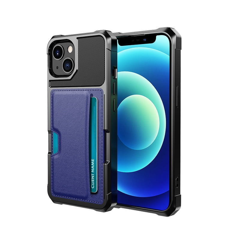 ZM02 Card Slot Holder Phone Case – Card Slot, For iPhone 12, For iPhone 12 mini, For iPhone 12 Pro, For iPhone 12 Pro Max, For iPhone 13, For iPhone 13 mini, For iPhone 13 Pro, For iPhone 13 Pro Max For iPhone 13 mini Blue