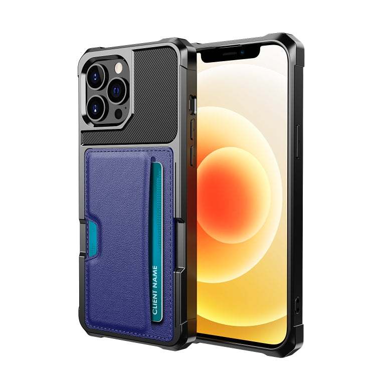 ZM02 Card Slot Holder Phone Case – Card Slot, For iPhone 12, For iPhone 12 mini, For iPhone 12 Pro, For iPhone 12 Pro Max, For iPhone 13, For iPhone 13 mini, For iPhone 13 Pro, For iPhone 13 Pro Max For iPhone 13 Pro Blue