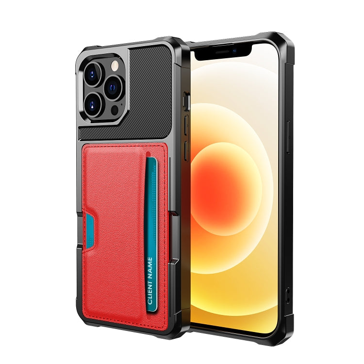ZM02 Card Slot Holder Phone Case – Card Slot, For iPhone 12, For iPhone 12 mini, For iPhone 12 Pro, For iPhone 12 Pro Max, For iPhone 13, For iPhone 13 mini, For iPhone 13 Pro, For iPhone 13 Pro Max For iPhone 13 Pro Max Red
