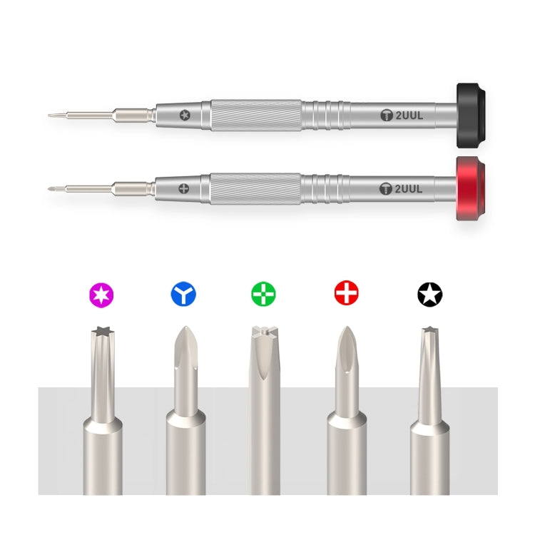 2UUL Colorful Flyshaft Screwdriver, Pentalobe 0.8mm, Corss 1.2/1.5, Convex Cross 2.5mm, Tri-point 0.6mm, Torx T2 – Durable Build, Easy to Use