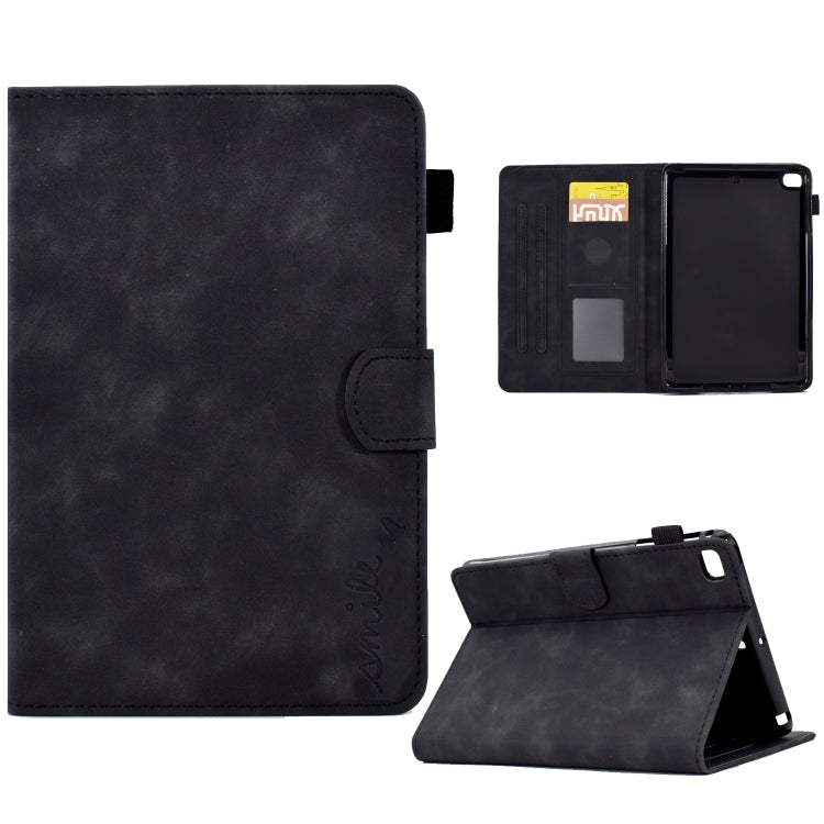 Embossed Smile Flip Tablet Leather Smart Case, For iPad mini 5/4/3/2/1 For iPad mini 5 4 3 2 1 Black