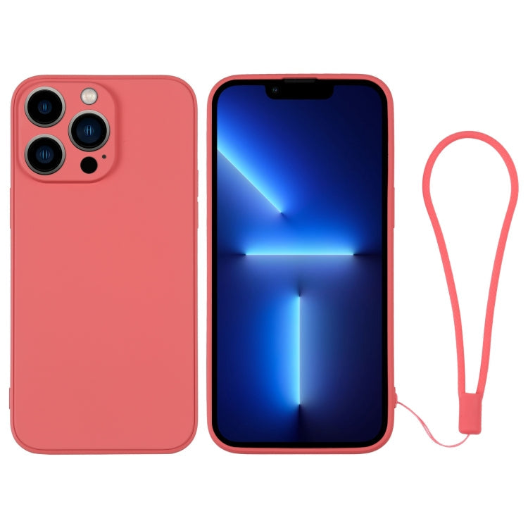Silicone Phone Case with Wrist Strap, For iPhone 13 Pro, For iPhone 13 Pro Max For iPhone 13 Pro Orange Red