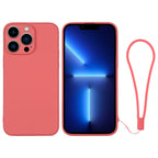 Silicone Phone Case with Wrist Strap, For iPhone 13 Pro, For iPhone 13 Pro Max For iPhone 13 Pro Orange Red