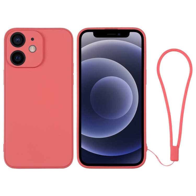 Silicone Phone Case with Wrist Strap, For iPhone 12 mini, For iPhone 12 For iPhone 12 mini Orange Red