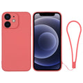 Silicone Phone Case with Wrist Strap, For iPhone 12 mini, For iPhone 12 For iPhone 12 mini Orange Red