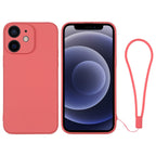 Silicone Phone Case with Wrist Strap, For iPhone 12 mini, For iPhone 12 For iPhone 12 mini Orange Red