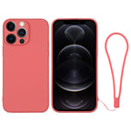 Silicone Phone Case with Wrist Strap, For iPhone 12 Pro, For iPhone 12 Pro Max For iPhone 12 Pro Orange Red