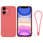 Silicone Phone Case with Wrist Strap, For iPhone 11, For iPhone 11 Pro For iPhone 11 Orange Red