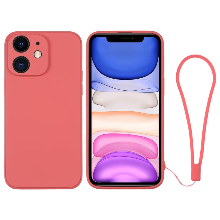 Silicone Phone Case with Wrist Strap, For iPhone 11, For iPhone 11 Pro For iPhone 11 Orange Red