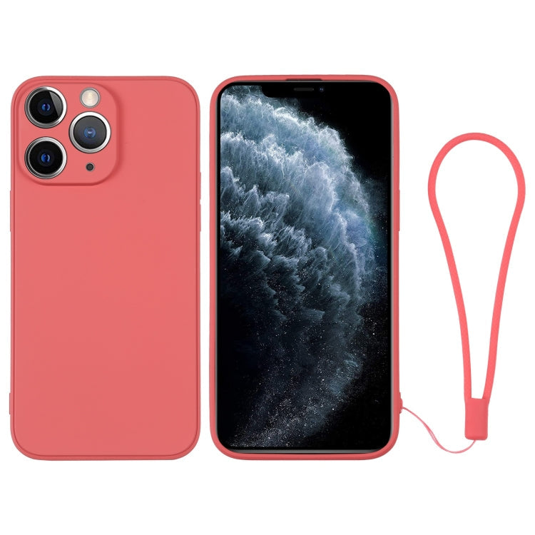 Silicone Phone Case with Wrist Strap, For iPhone 11 Pro Max For iPhone 11 Pro Max Orange Red
