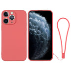 Silicone Phone Case with Wrist Strap, For iPhone 11 Pro Max For iPhone 11 Pro Max Orange Red