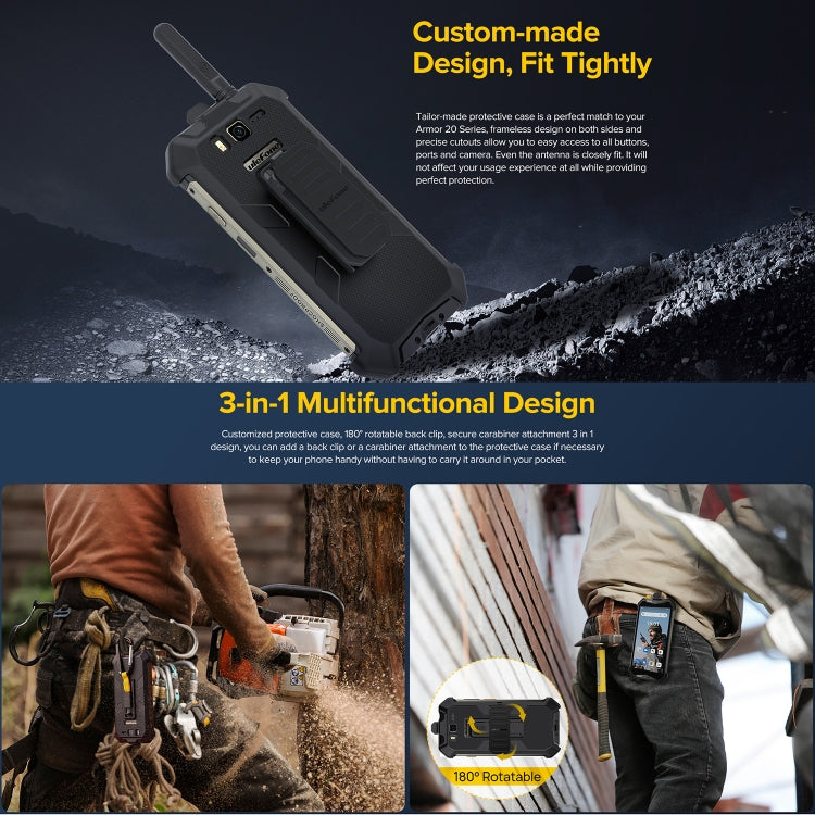 Ulefone Back Clip Phone Case with Carabiner – TPU, For Ulefone Armor 20WT