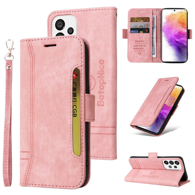 BETOPNICE Dual-side Buckle Leather Phone Case, For Samsung Galaxy A73 5G, For Samsung Galaxy M33 5G, For Samsung Galaxy M52 5G, For Samsung Galaxy M53 5G For Samsung Galaxy A73 5G Pink