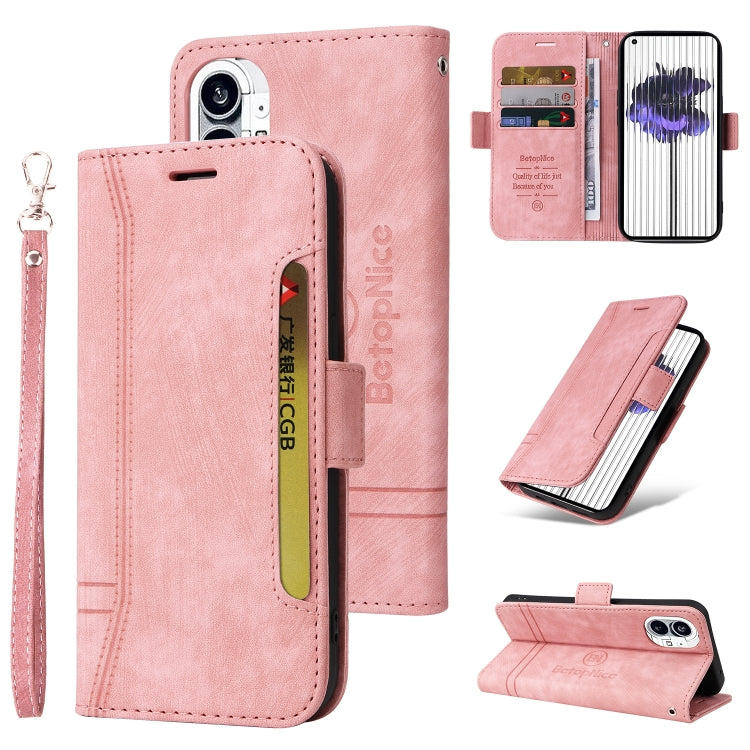 BETOPNICE Dual-side Buckle Leather Phone Case – Wear-resistant, Card Slot, Kickstand, For Huawei nova 9, For Nothing Phone 1, For Nokia G21 For Nothing Phone 1 Pink
