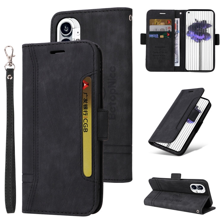 BETOPNICE Dual-side Buckle Leather Phone Case – Wear-resistant, Card Slot, Kickstand, For Huawei nova 9, For Nothing Phone 1, For Nokia G21 For Nothing Phone 1 Black