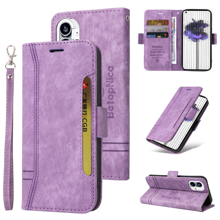 BETOPNICE Dual-side Buckle Leather Phone Case – Wear-resistant, Card Slot, Kickstand, For Huawei nova 9, For Nothing Phone 1, For Nokia G21 For Nothing Phone 1 Purple