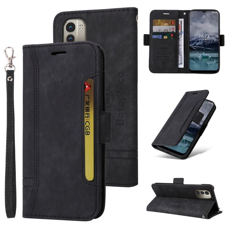 BETOPNICE Dual-side Buckle Leather Phone Case – Wear-resistant, Card Slot, Kickstand, For Huawei nova 9, For Nothing Phone 1, For Nokia G21 For Nokia G21 Black