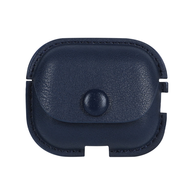 Litchi Texture PU Leather Earphone Protective Case with Hook – Anti-Scratch, Leather, For AirPods Pro 2 with Hook For AirPods Pro 2 with Hook Blue