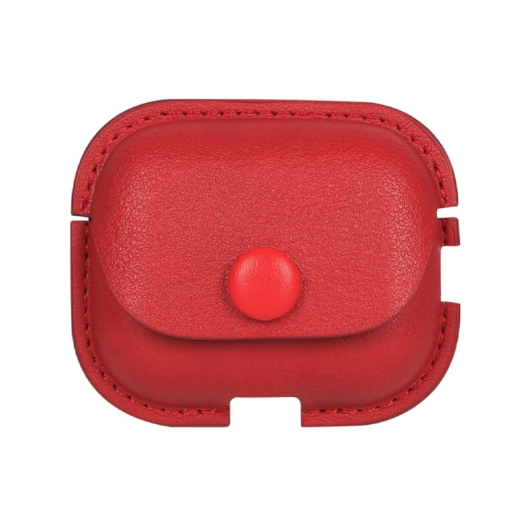 Litchi Texture PU Leather Earphone Protective Case with Hook – Anti-Scratch, Leather, For AirPods Pro 2 with Hook For AirPods Pro 2 with Hook Red