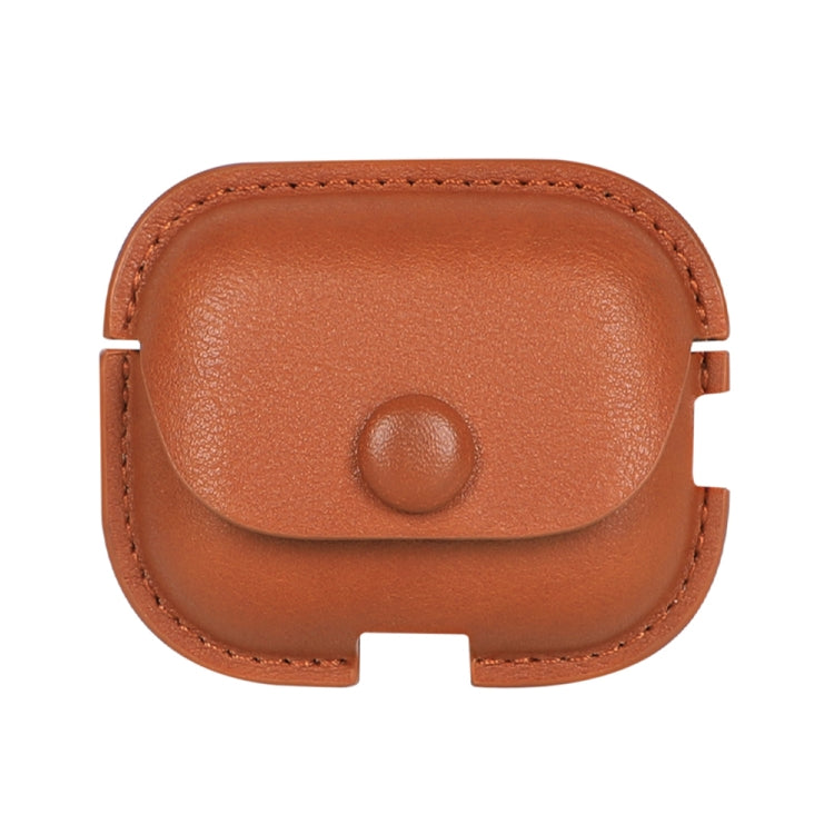 Litchi Texture PU Leather Earphone Protective Case with Hook – Anti-Scratch, Leather, For AirPods Pro 2 with Hook For AirPods Pro 2 with Hook Light Brown